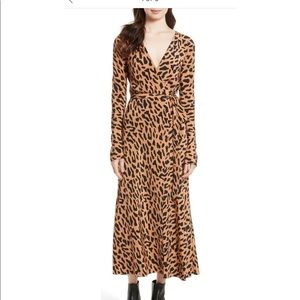 Diane Von Furstenberg Tan and Black Midi Dress